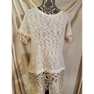 ANTHROPOLOGIE Saturday Sunday Spalliera Cream Lace Tunic Top Women’s Medium M